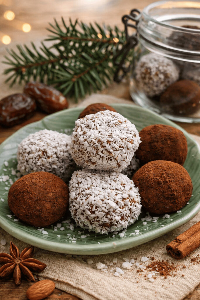 Carina Palm Diätologin aus Graaz und dem Murtal hat ein Foto aufgenommen, auf dem man weihnachtliche Lebkuchen Blis Balls sieht. Das sind kleine gesunde Schoko-Haferflocken-Nuss-Kugeln mit Lebkuchengeschmack.