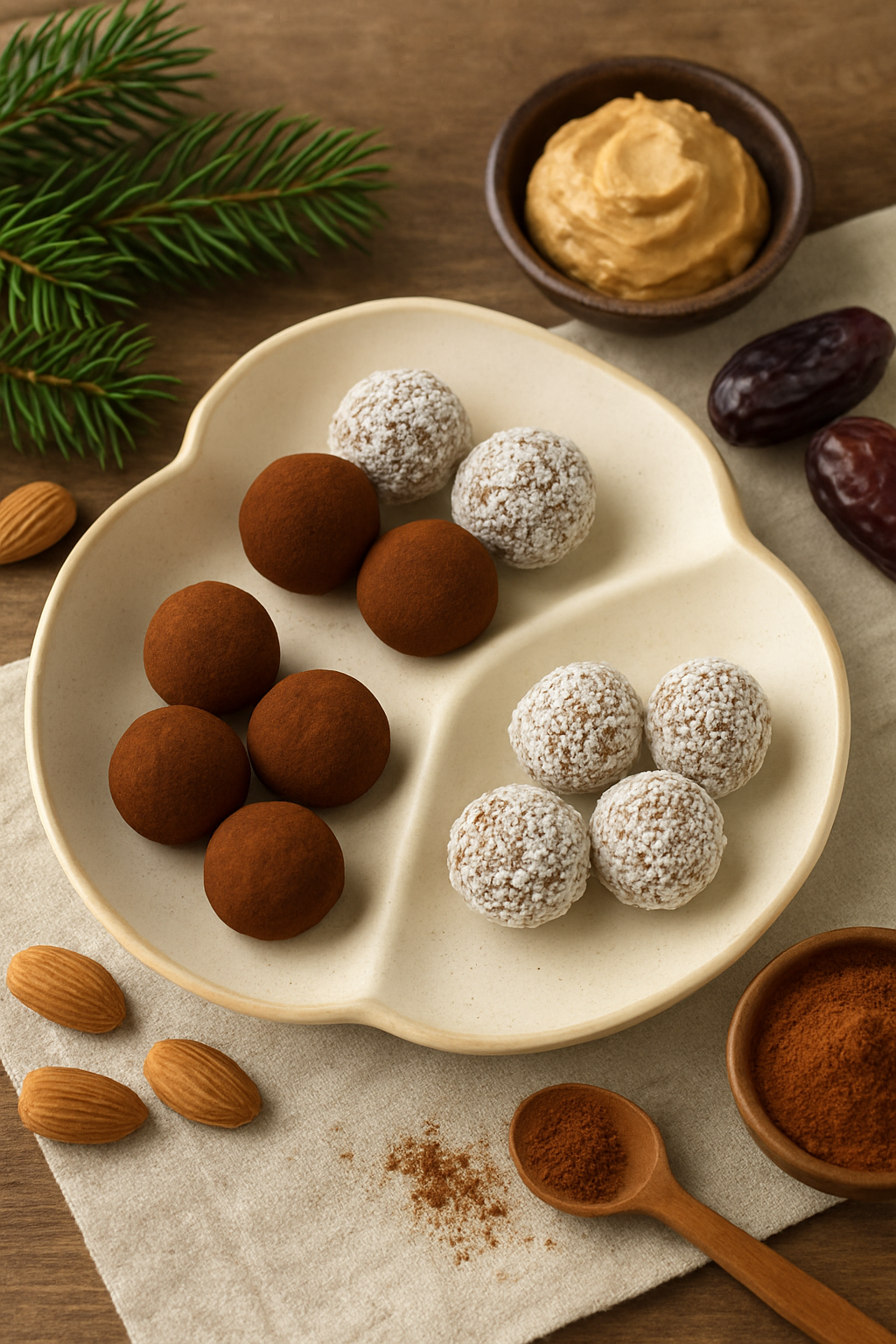 Carina Palm Diätologin und Ernährungsberaterin aus Graz und dem Murtal macht gesunde weihnachtliche Lebkuchen Bliss Balls, die auf diesem Teller zu sehen sind.